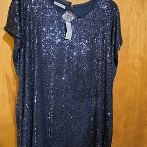 Maurices Navy Sequin Blouse